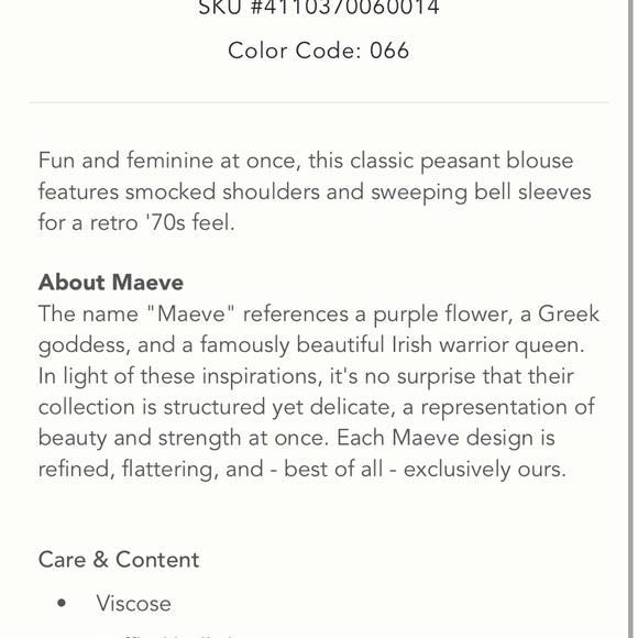 Anthropology Maeve Jessa Peasant Blouse NWT Small NWT - Picture 13 of 13